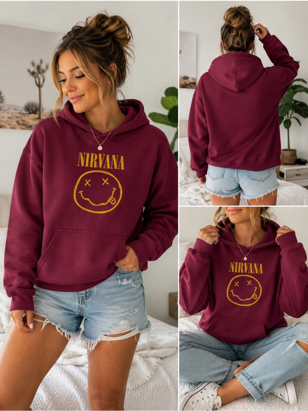 Nirvana Maroon Graphic Hoodie -unisex Pullover Sweatshirt